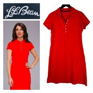 LL BEAN Small 4 6 Polo Shirt DRESS Golf Tennis Orange Short Slv. Cotton Casual